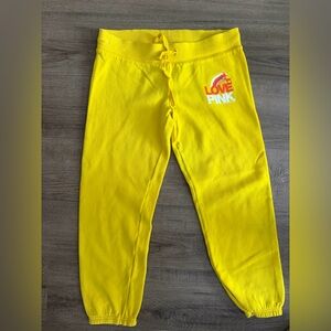 PINK Victoria's Secret Yellow Cropped Joggers